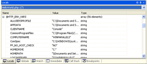 PhpED variable listing